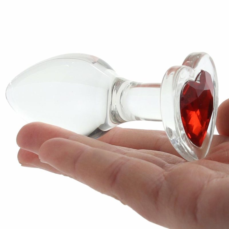 Anal Sex Toys | Adam & Eve Red Heart Gem Glass Plug In Medium Anal Sex Toys Anal Sex Toys