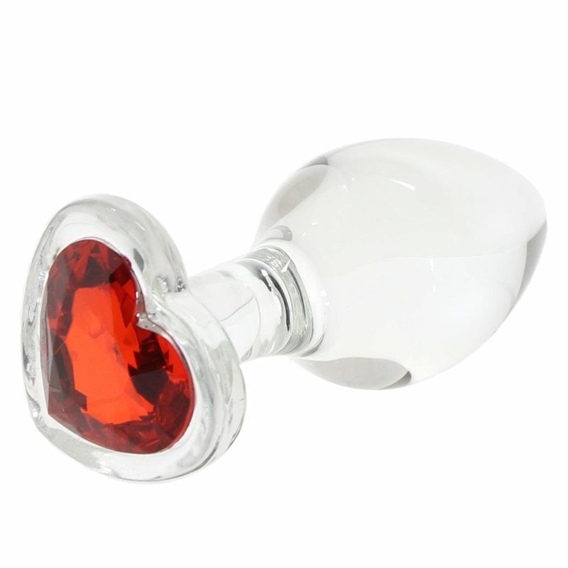 Anal Sex Toys | Adam & Eve Red Heart Gem Glass Plug In Medium Anal Sex Toys Anal Sex Toys