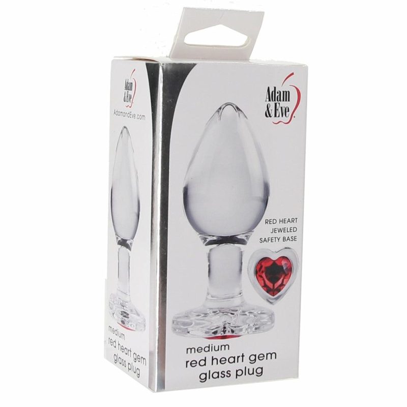 Anal Sex Toys | Adam & Eve Red Heart Gem Glass Plug In Medium Anal Sex Toys Anal Sex Toys