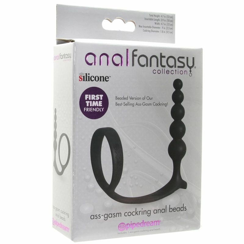 Anal Sex Toys | Anal Fantasy Ass-Gasm Beaded Cock Ring Plug In Black Anal Sex Toys Anal Sex Toys