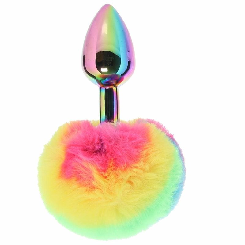 Anal Sex Toys | Gemsations 3 Inch Bunny Tail Butt Plug In Rainbow Anal Sex Toys Anal Sex Toys