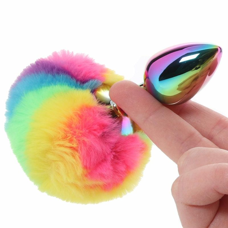 Anal Sex Toys | Gemsations 3 Inch Bunny Tail Butt Plug In Rainbow Anal Sex Toys Anal Sex Toys