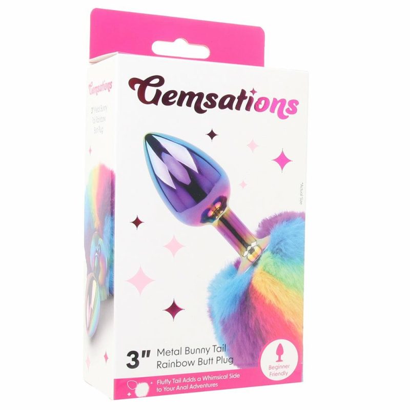 Anal Sex Toys | Gemsations 3 Inch Bunny Tail Butt Plug In Rainbow Anal Sex Toys Anal Sex Toys