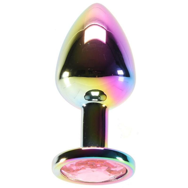 Anal Sex Toys | Medium Aluminum Plug With Pink Gem In Multicolor Anal Sex Toys Anal Sex Toys