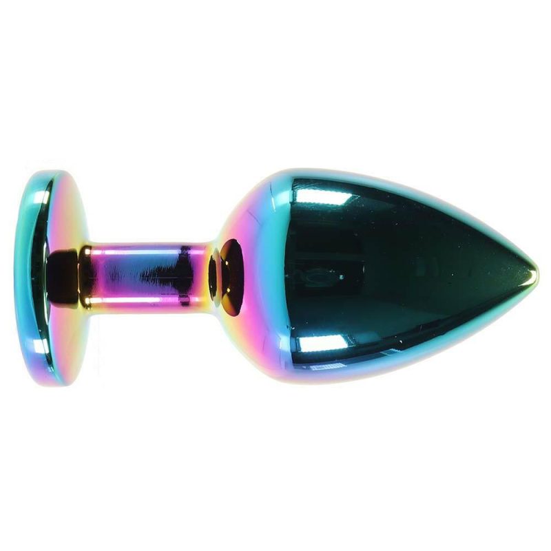 Anal Sex Toys | Medium Aluminum Plug With Pink Gem In Multicolor Anal Sex Toys Anal Sex Toys