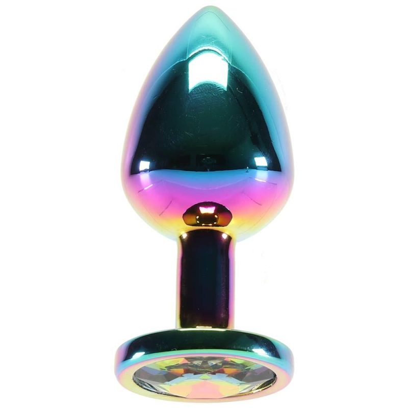 Anal Sex Toys | Medium Aluminum Plug With Rainbow Gem In Multicolor Anal Sex Toys Anal Sex Toys