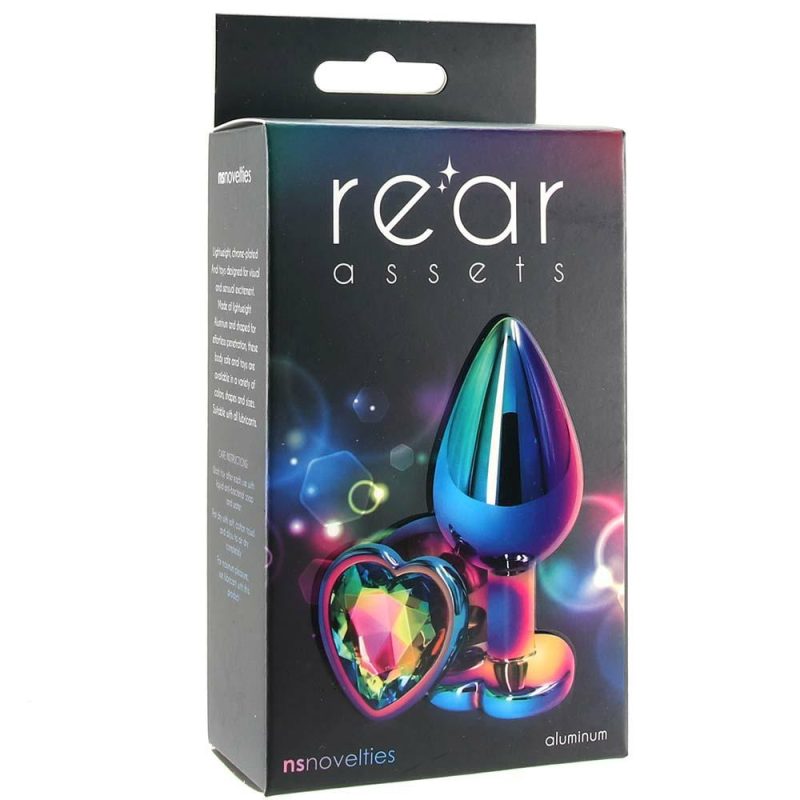 Anal Sex Toys | Medium Aluminum Plug With Rainbow Heart Gem In Multicolor Anal Sex Toys Anal Sex Toys