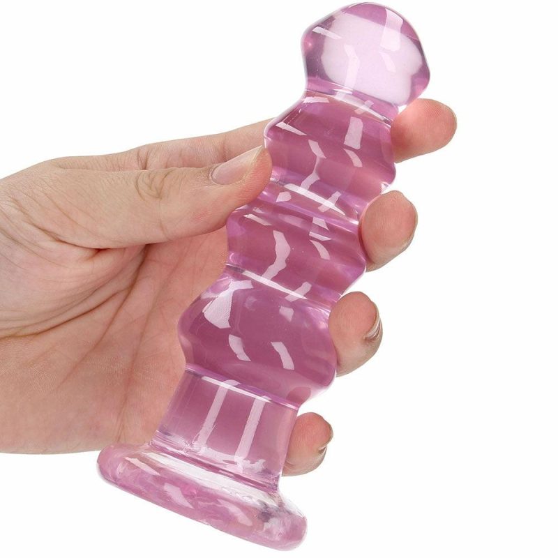 Anal Sex Toys | Realrock Crystal Clear Jelly 5.5 Inch Curvy Dildo In Pink Anal Sex Toys Anal Sex Toys