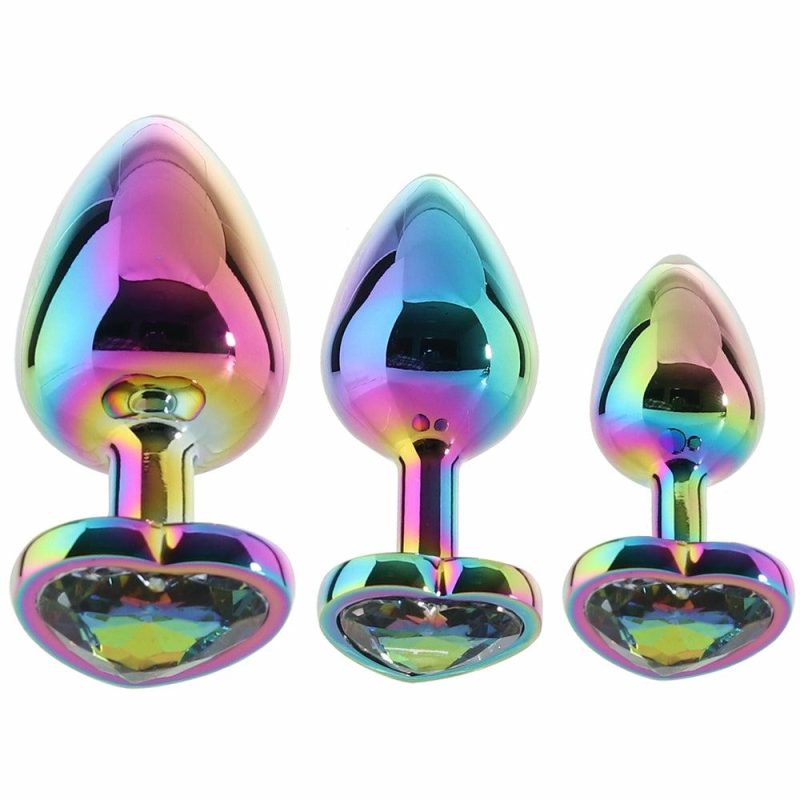 Anal Sex Toys | Rear Assets Heart Gem Metal Plug Kit In Rainbow Anal Sex Toys Anal Sex Toys