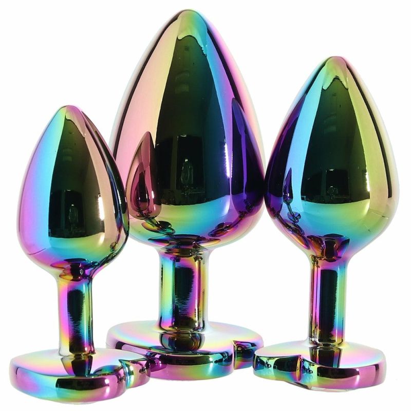 Anal Sex Toys | Rear Assets Heart Gem Metal Plug Kit In Rainbow Anal Sex Toys Anal Sex Toys