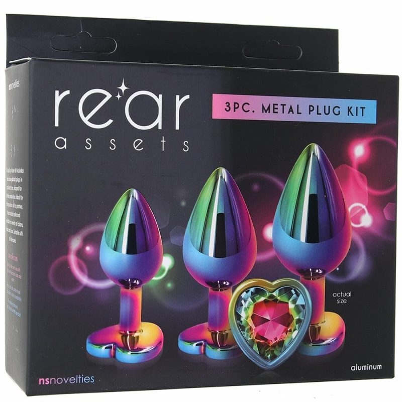 Anal Sex Toys | Rear Assets Heart Gem Metal Plug Kit In Rainbow Anal Sex Toys Anal Sex Toys