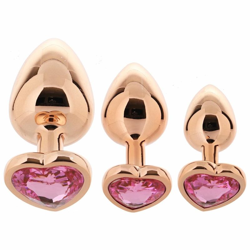 Anal Sex Toys | Rear Assets Heart Gem Metal Plug Kit In Rose Anal Sex Toys Anal Sex Toys