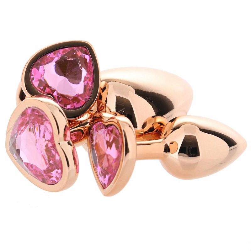 Anal Sex Toys | Rear Assets Heart Gem Metal Plug Kit In Rose Anal Sex Toys Anal Sex Toys