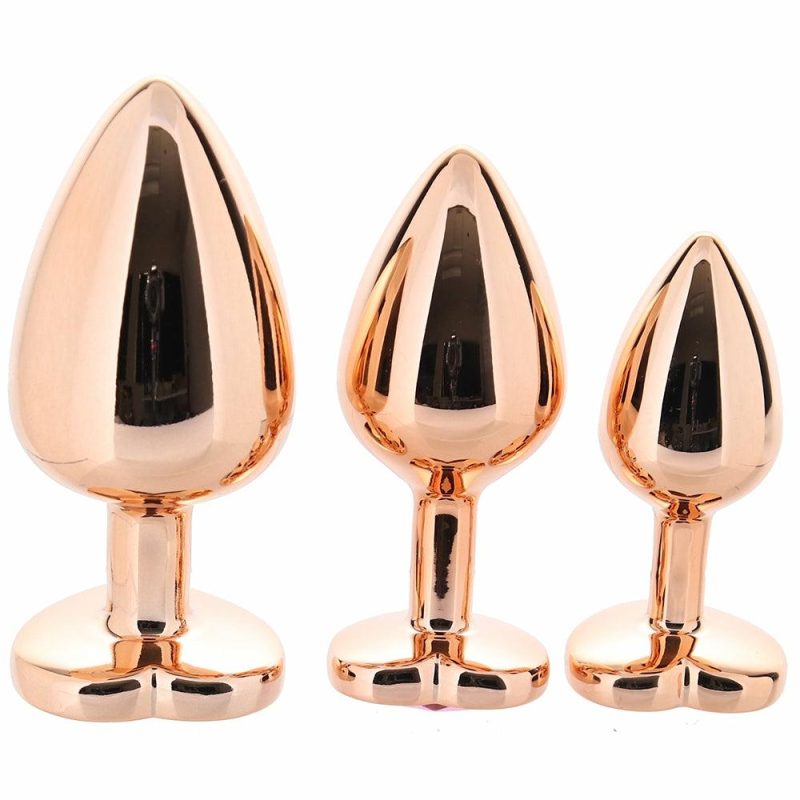 Anal Sex Toys | Rear Assets Heart Gem Metal Plug Kit In Rose Anal Sex Toys Anal Sex Toys