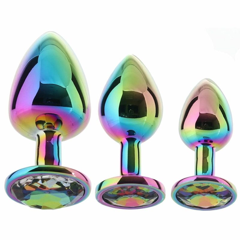 Anal Sex Toys | Rear Assets Round Gem Metal Plug Kit In Rainbow Anal Sex Toys Anal Sex Toys