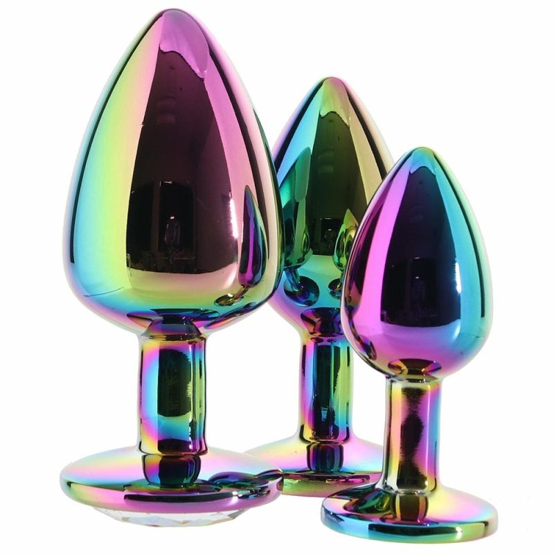 Anal Sex Toys | Rear Assets Round Gem Metal Plug Kit In Rainbow Anal Sex Toys Anal Sex Toys