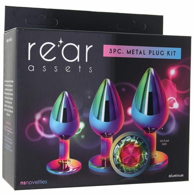 Anal Sex Toys | Rear Assets Round Gem Metal Plug Kit In Rainbow Anal Sex Toys Anal Sex Toys