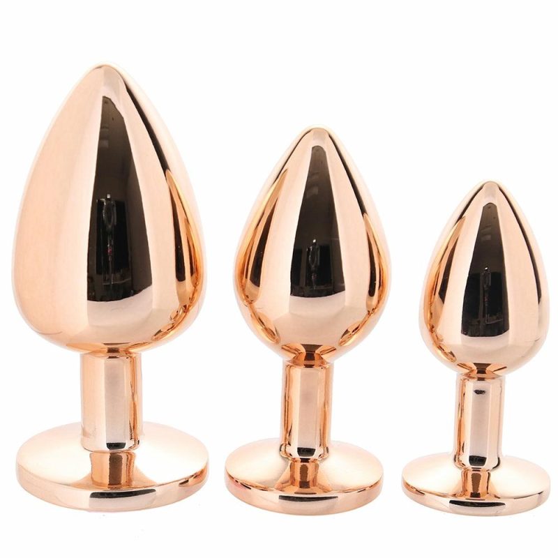 Anal Sex Toys | Rear Assets Round Gem Metal Plug Kit In Rose Anal Sex Toys Anal Sex Toys