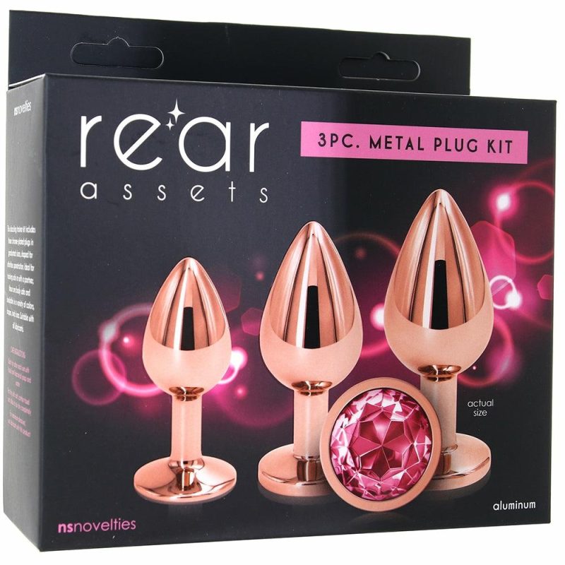 Anal Sex Toys | Rear Assets Round Gem Metal Plug Kit In Rose Anal Sex Toys Anal Sex Toys