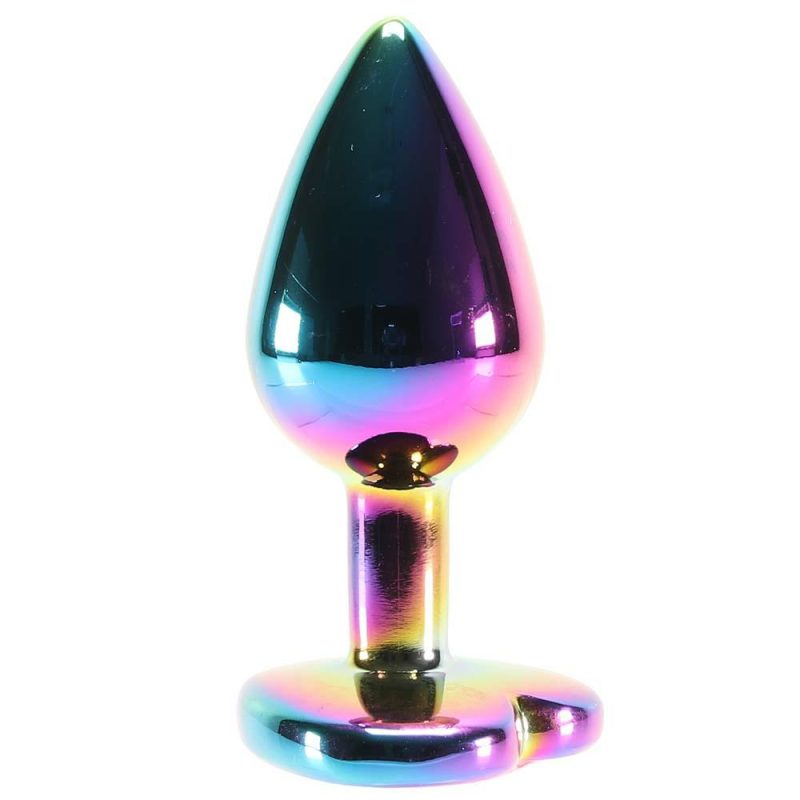 Anal Sex Toys | Small Aluminum Plug With Clear Heart Gem In Multicolor Anal Sex Toys Anal Sex Toys