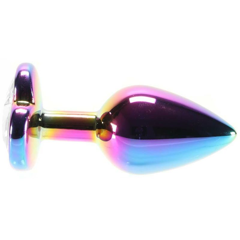 Anal Sex Toys | Small Aluminum Plug With Clear Heart Gem In Multicolor Anal Sex Toys Anal Sex Toys