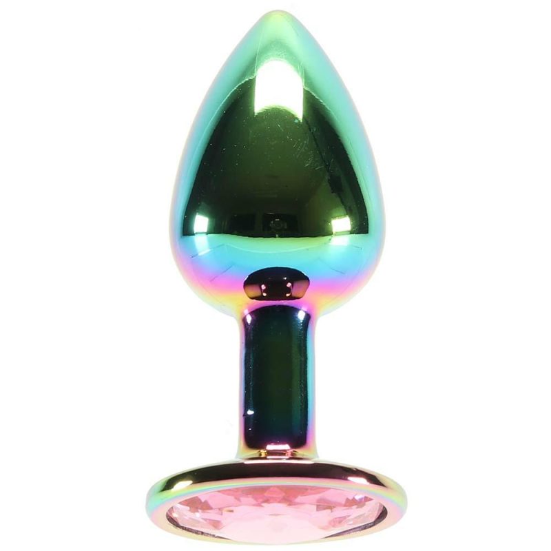 Anal Sex Toys | Small Aluminum Plug With Pink Gem In Multicolor Anal Sex Toys Anal Sex Toys