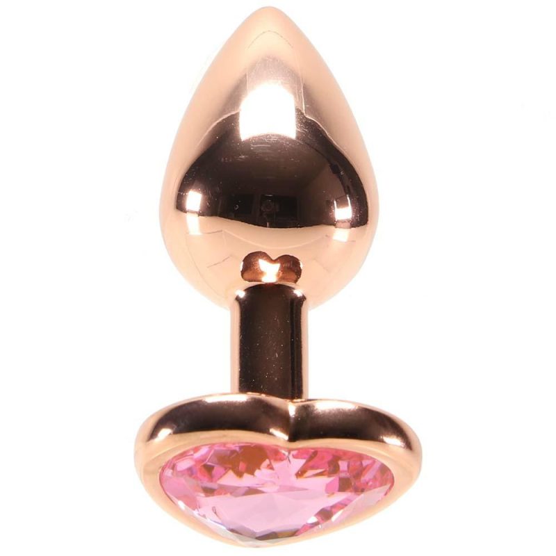 Anal Sex Toys | Small Aluminum Plug With Pink Heart Gem In Rose Gold Anal Sex Toys Anal Sex Toys