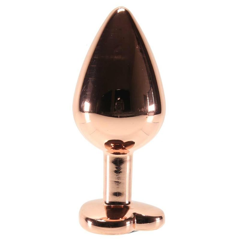 Anal Sex Toys | Small Aluminum Plug With Pink Heart Gem In Rose Gold Anal Sex Toys Anal Sex Toys