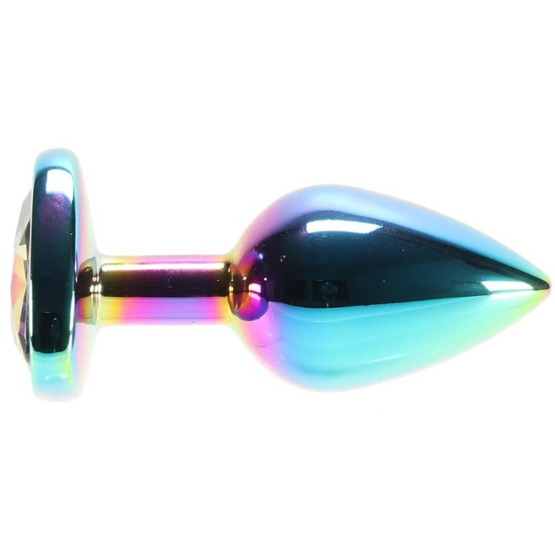 Anal Sex Toys | Small Aluminum Plug With Rainbow Heart Gem In Multicolor Anal Sex Toys Anal Sex Toys