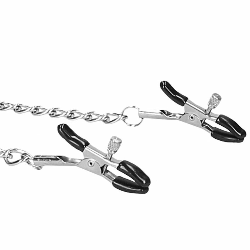 Bondage | Black & White Breathable Ball Gag With Nipple Clamps Bondage Bondage