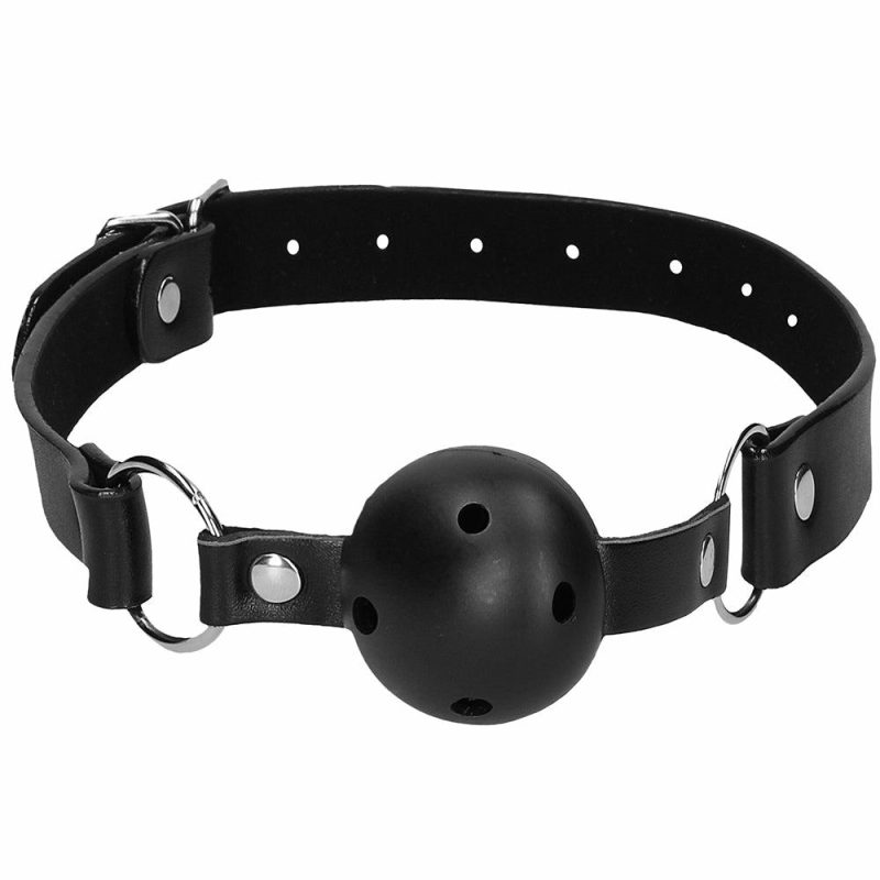 Bondage | Black & White Breathable Ball Gag With Nipple Clamps Bondage Bondage