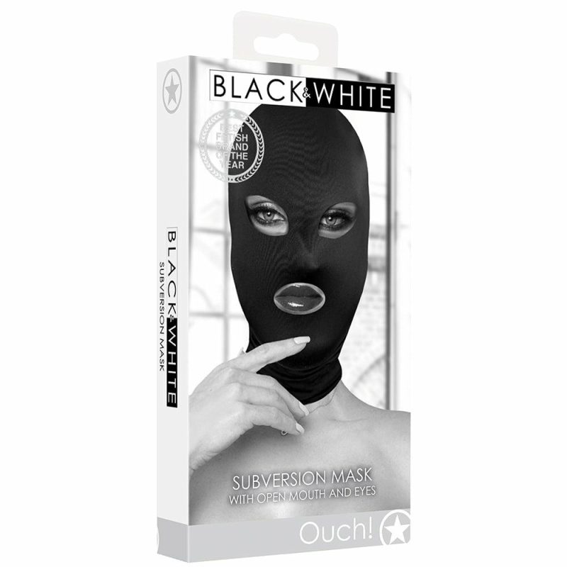 Bondage | Black & White Open Mouth And Eye Subversion Mask Bondage Bondage