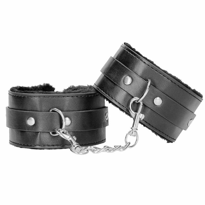 Bondage | Black & White Plush Ankle Cuffs Bondage Bondage