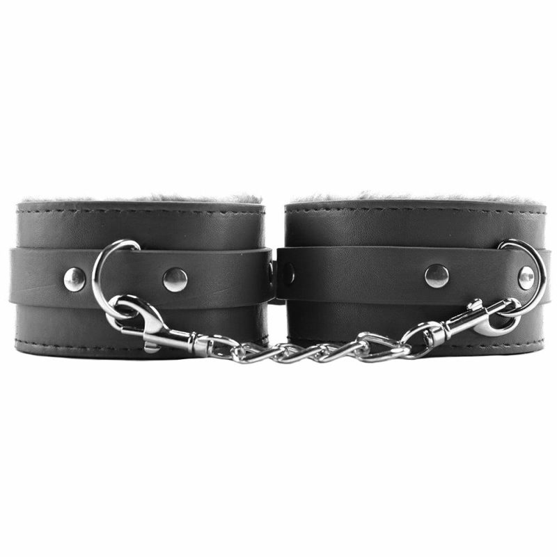 Bondage | Black & White Plush Ankle Cuffs Bondage Bondage