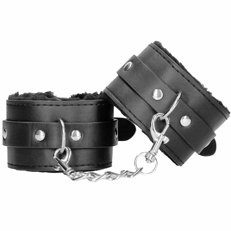 Bondage | Black & White Plush Wrist Cuffs Bondage Bondage