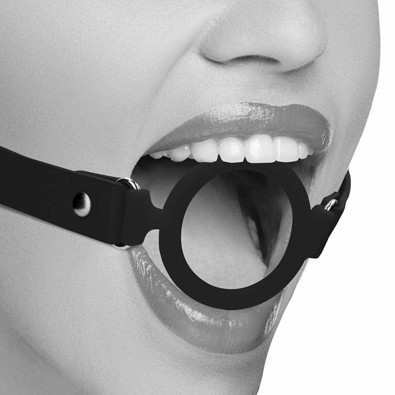 Bondage | Black & White Strapped Silicone Ring Gag Bondage Bondage