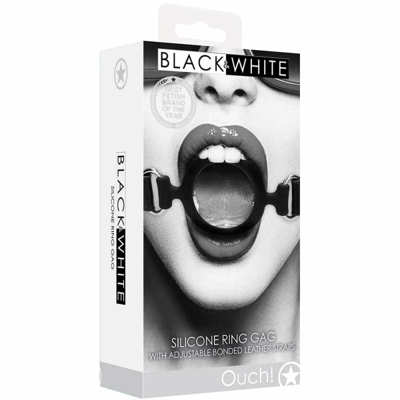 Bondage | Black & White Strapped Silicone Ring Gag Bondage Bondage