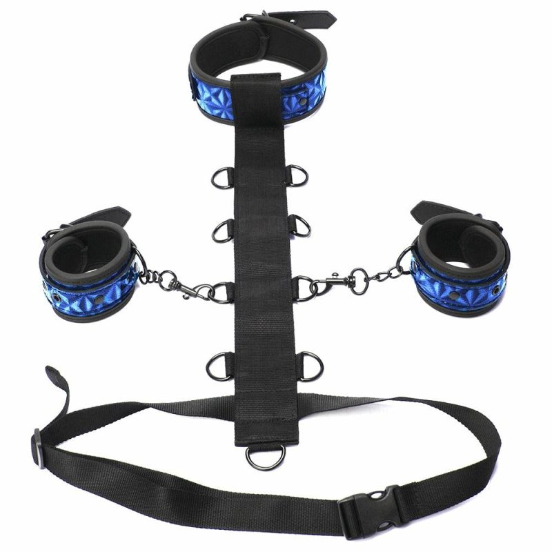 Bondage | Diamond 3-Piece Adjustable Body Harness In Blue Bondage Bondage