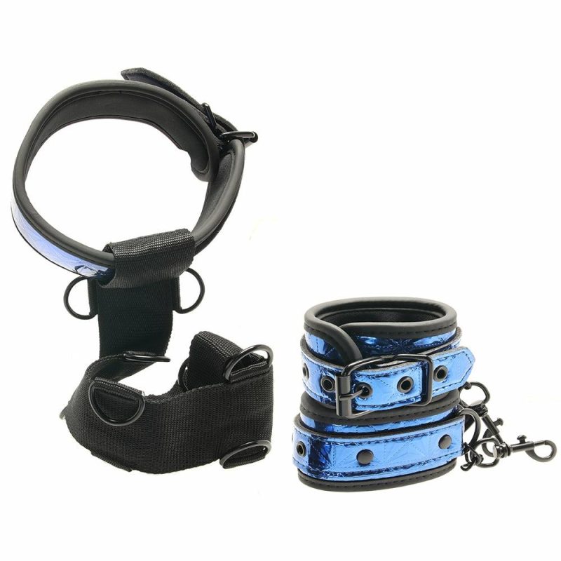 Bondage | Diamond 3-Piece Adjustable Body Harness In Blue Bondage Bondage