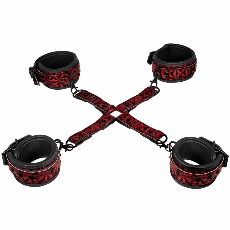 Bondage | Luxury Hogtie Cuff Set In Burgundy Bondage Bondage