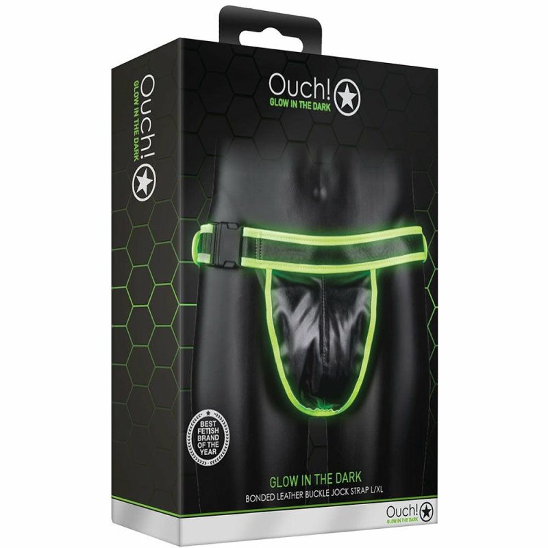 Bondage | Ouch! Glow In The Dark Side Buckle Jock Strap In L/Xl Bondage Bondage