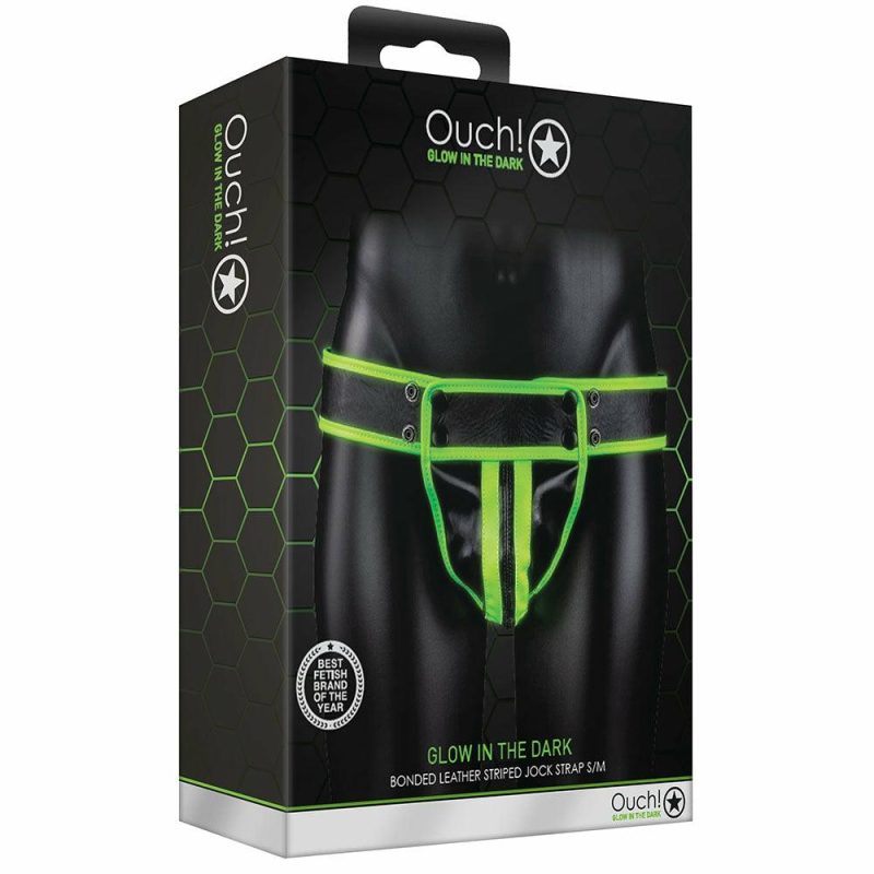 Bondage | Ouch! Glow In The Dark Striped Pouch Jock Strap /M Bondage Bondage