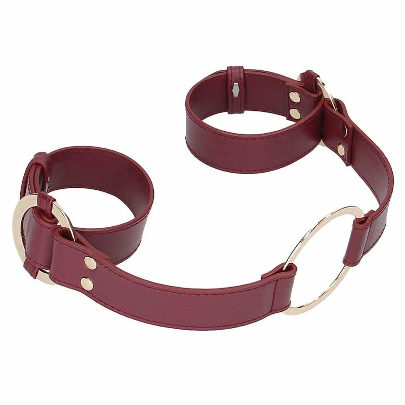 Bondage | Ouch! Halo Handcuffs With Connector In Burgundy Bondage Bondage