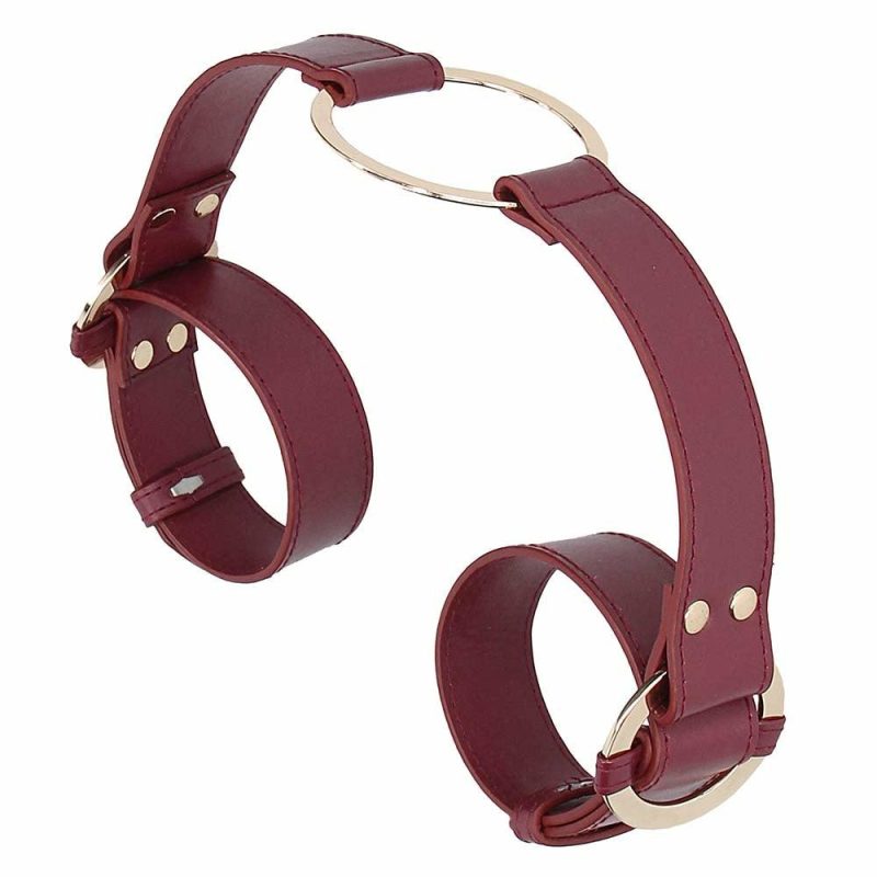 Bondage | Ouch! Halo Handcuffs With Connector In Burgundy Bondage Bondage