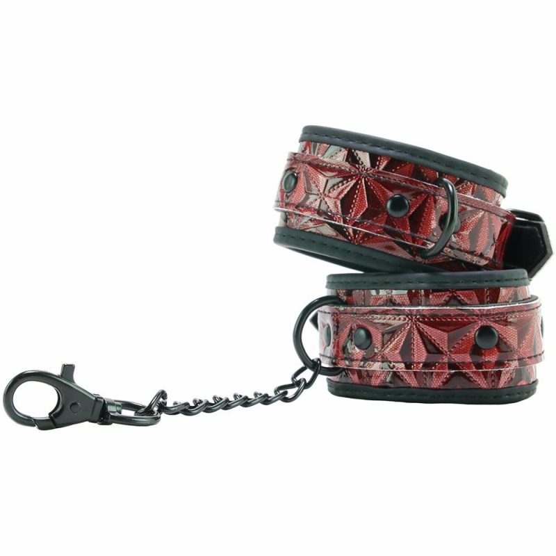 Bondage | Ouch! Luxury Ankle Cuffs In Burgundy Bondage Bondage