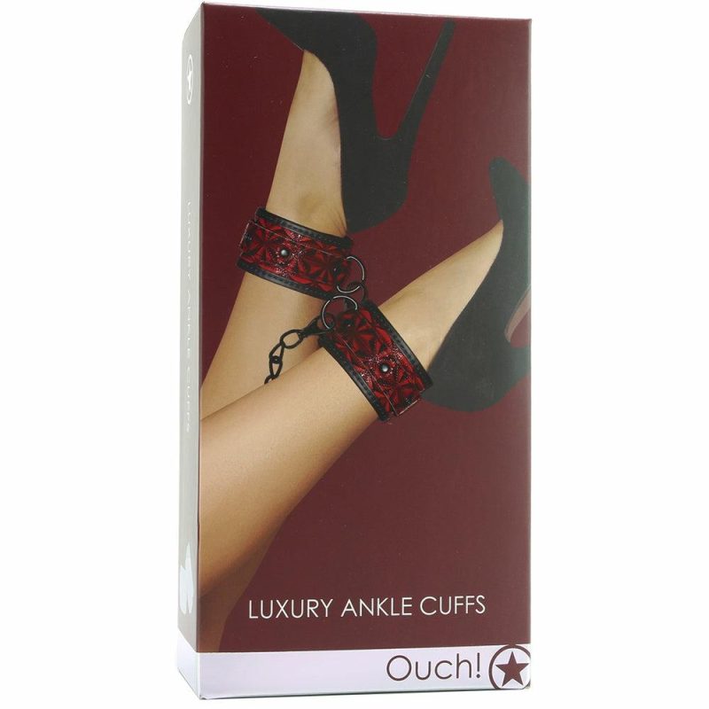 Bondage | Ouch! Luxury Ankle Cuffs In Burgundy Bondage Bondage