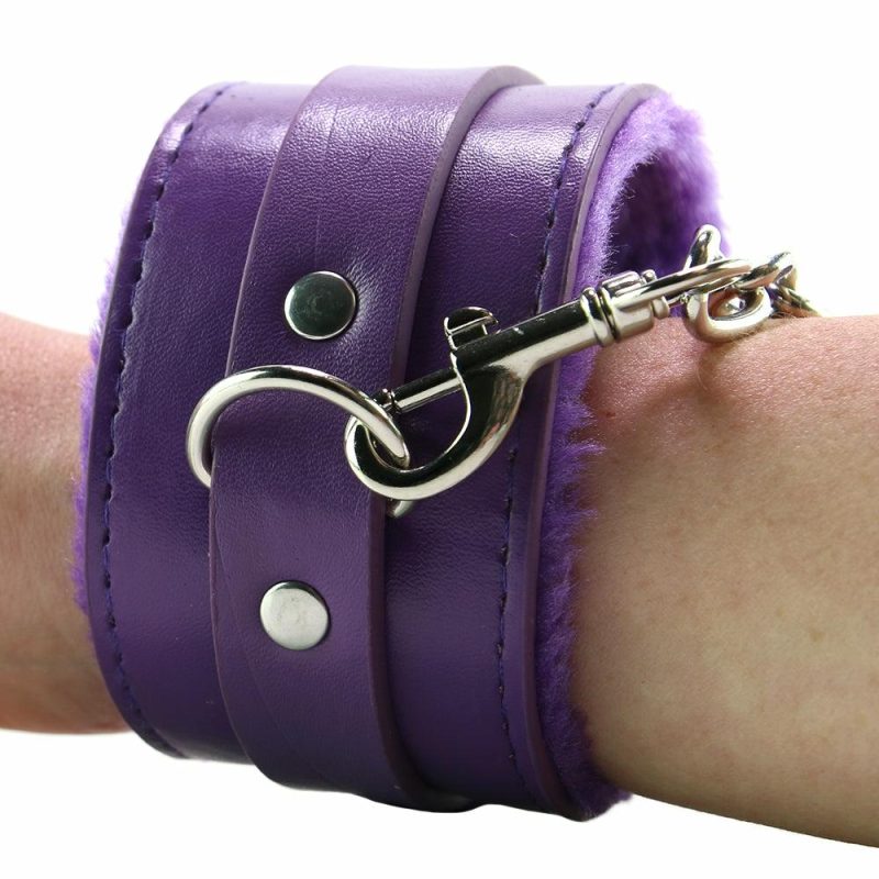 Bondage | Ouch! Premium Plush Wrist Cuffs In Purple Bondage Bondage