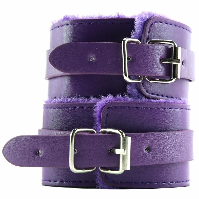 Bondage | Ouch! Premium Plush Wrist Cuffs In Purple Bondage Bondage