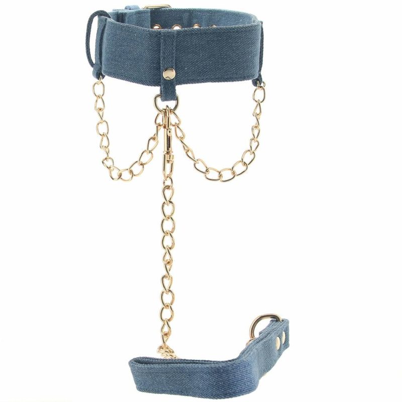 Bondage | Ride ‘Em Denim Collar With Leash Bondage Bondage