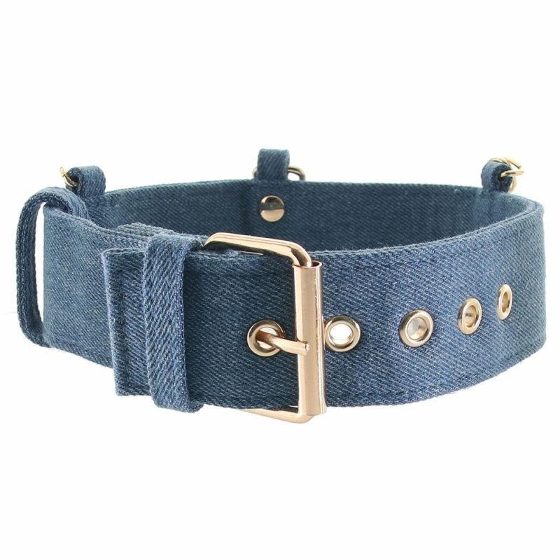 Bondage | Ride ‘Em Denim Collar With Leash Bondage Bondage